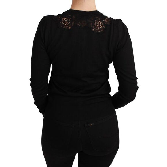 Dolce & Gabbana Black Cashmere Lace Cardigan Women's Sweater